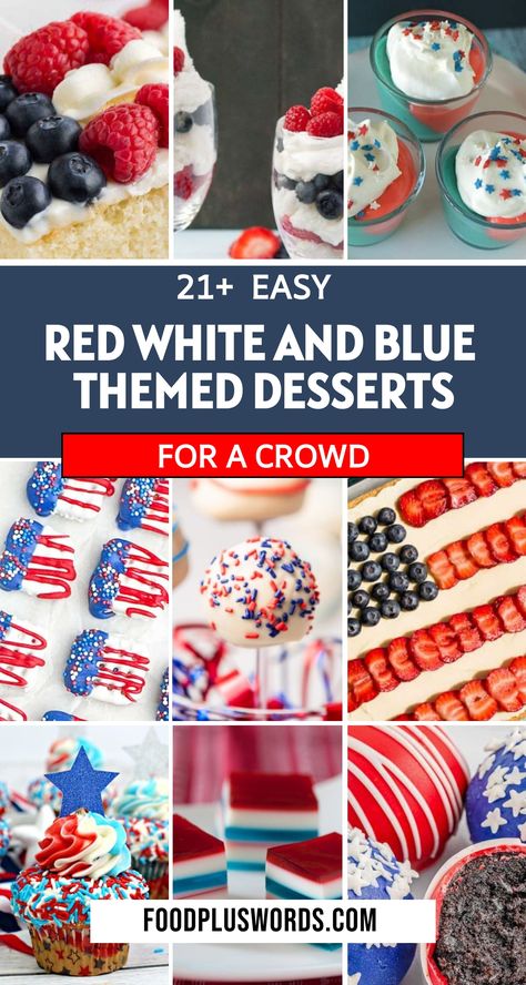 Make your 4th of July extra special with these red white and blue desserts. From cupcakes to fruit salads, you can find festive treats everyone will love. Patriotic First Birthday Girl, Patriotic Fruit Pizza, Red White Blue Food, Red White And Blue Desserts, American Flag Cake, Fourth Of July Cakes, Frozen Yogurt Bark, Blue Frosting, Pinwheel Cookies