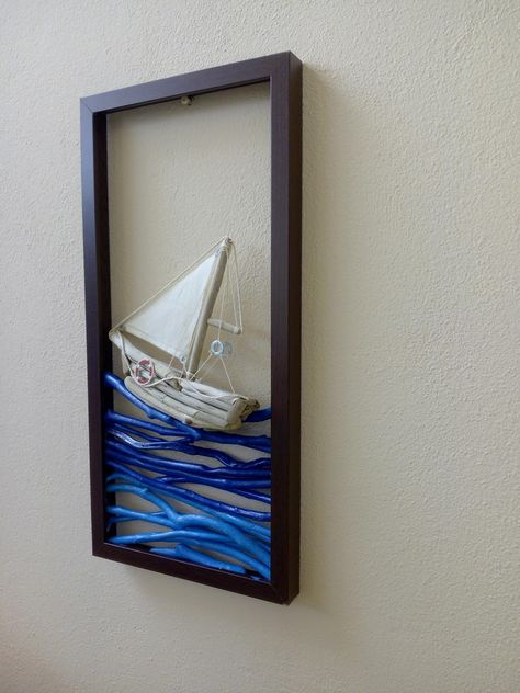 Art Coquillage, Driftwood Projects, Driftwood Decor, Boat Art, Driftwood Crafts, Beach Crafts, Crafts Hacks, Driftwood Art, Shell Crafts