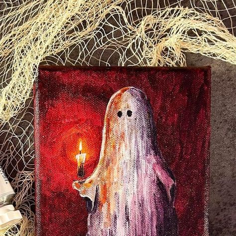 andi real art on Instagram: "Is anyone else ready for spooky season? 👻 #acrylicpainting #spookyseason #artist #acrylic #ghostpainting #halloween" Spooky Moon Painting, Painting Ideas Creepy, Painting Ideas Cottagecore, Spooky Painting Ideas Easy, Gothic Acrylic Painting, Halloween Acrylic Painting Ideas, Spooky Painting Ideas, Spooky Paintings, Creepy Sketches