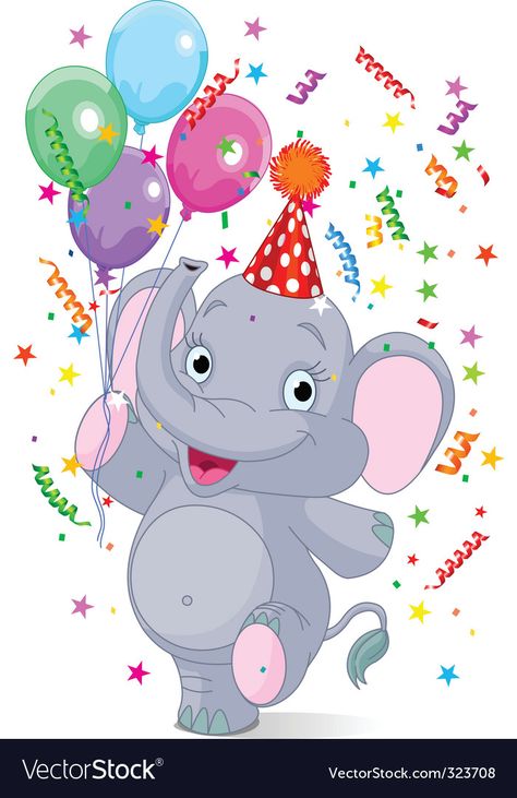 Birthday Cartoon Images, Happy Birthday Elephant Image, Happy Birthday Elephant, Cute Elephant Family Drawing, Baby Elephant Clipart, Cute Elephant Cartoon, Cute Elephant Birthday Cards, Mermaid Vector, Toddler Birthday Gifts