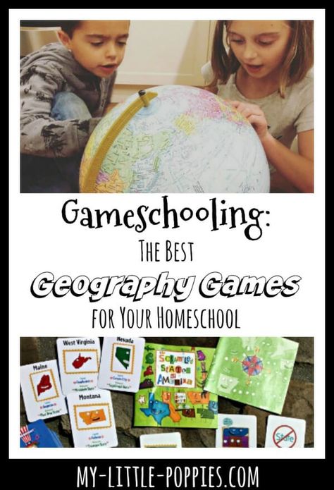 Gameschooling: The Best Geography Games for Your Homeschool | My Little Poppies Geography Games For Kids, Geography Games, Homeschooling Tips, Teaching Geography, Homeschool Geography, Homeschool Social Studies, Geography Lessons, Homeschool Kids, Homeschool History