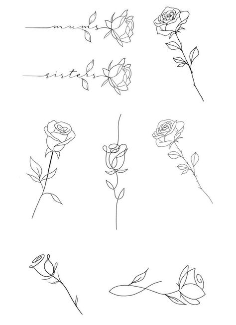 Rose Flower Tattoo Stencil, Tiny Rose Tattoo Simple, Simple Line Rose Tattoo, Small Rose Outline Tattoo, Fineline Rose Tattoo Design, Minimalist Rose Drawing, Fine Line Tattoos Arm, 4x4 Tattoo Size, 2 Inch Tattoo Ideas For Women