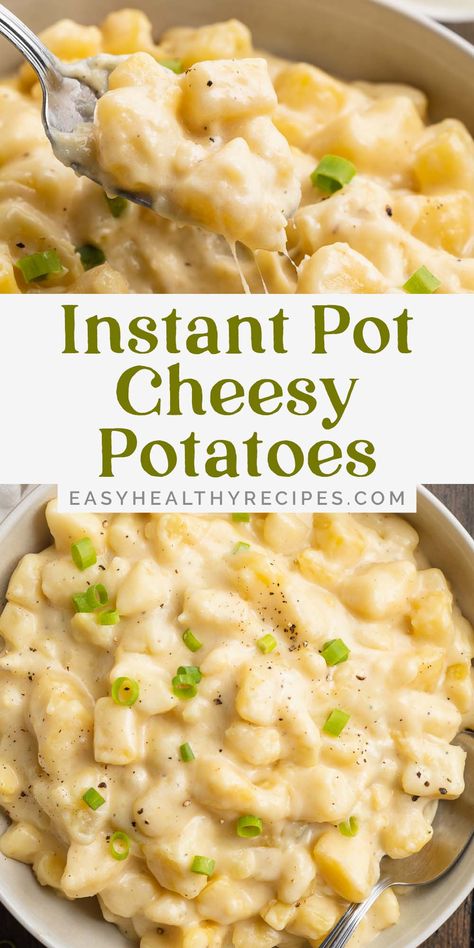 These creamy, cheesy potatoes are ready to eat in only 10 minutes, thanks to the Instant Pot! Perfectly cooked and irresistibly delicious, this easy recipe is a total crowd pleaser. I guarantee it'll become one of your go-to side dishes! Instant Pot Cheesy Potatoes, Potatoes In The Instant Pot, Creamy Cheesy Potatoes, Cheesy Potatoes Recipe, Instant Potatoes, Favorite Meals, Instant Pot Dinner Recipes, Easy Instant Pot Recipes, Cheesy Potatoes