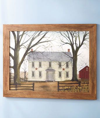 This piece of 27" x 21" Country Road Wall Art is extra large and sure to noticed. The peaceful scene is the work of noted artist Billy Jacobs, and it has a charming folk sensibility you will love to display. Polystyrene frame has a woodgrain-like fin Billy Jacobs Prints, Billy Jacobs Art, Early American Homes, Billy Jacobs, American Primitive, American Home, Primitive Folk Art, Primitive Decorating Country, Inspirational Prints