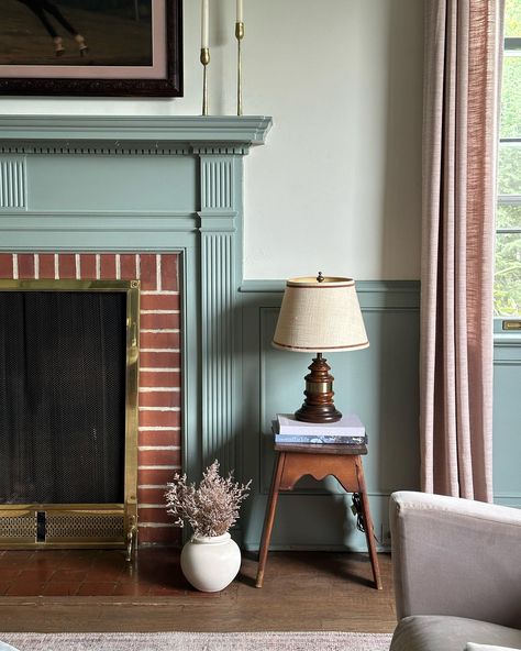 Architectural details… the little elements that make a home feel complete. Which is your favorite? 1 Decorative stair bracket 2 Tudor arch and curve of the stair railing 3 Fireplace and wainscoting 4 Tudor tunnel (that’s what I’m calling it), decorative paneling and dentil crown molding 5 Wood paneling with built in shelves 6 The Round Room 7 The built in shelves in the Round Room (have you noticed these before? There are two sets) 8 Gingerbread detail on the shelves 9 Arched window in t... Fireplace Panelling, Board And Batten Living Room, Tudor Arch, Dentil Crown Molding, Wainscoting Living Room, Round Room, Two Sofas, Stair Brackets, Wood Wainscoting