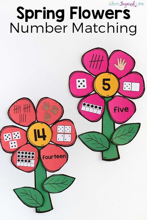 This flowers number matching activity is perfect for spring! A fun spring theme math activity for your math center! Flower Math, Spring Math Activities, Spring Kindergarten, Spring Math, Prek Math, Math Activities For Kids, Printable Flower, Spring Preschool, Math Activity