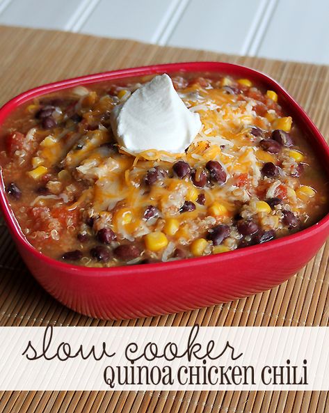 Slow Cooker Kip, Crockpot Quinoa, Cooking Lobster, Slow Cooker Quinoa, Quinoa Chili, Quinoa Dishes, Chicken Quinoa, Diner Recept, Chicken Chili Recipe