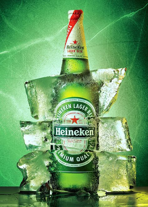 Poster Beer, Ice Beer, Social Media Specialist, Heineken Beer, Star Outline, Photoshop Tutorial Typography, Bottle Design Packaging, Beer Ad, Digital Marketing Seo