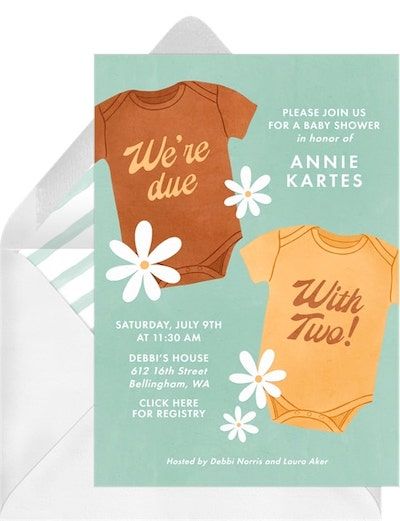 Twin Baby Shower Ideas: 7 Ideas to Celebrate the Perfect Pair Twin Theme Baby Shower Ideas, Twin Girl Baby Shower Ideas, Baby Shower Ideas Twins, Twins Baby Shower Ideas, Twin Baby Shower Ideas, Girl Baby Shower Ideas, Twin Baby Shower Theme, Baby Shower Twins, Twin Onesies