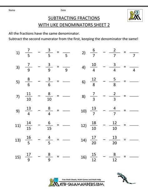 Add And Subtract Fractions Worksheet With Answers Free Fraction Worksheets, Math Fractions Worksheets, Addition Of Fractions, Add And Subtract Fractions, Adding Fractions, 4th Grade Math Worksheets, Worksheets For Grade 3, Adding And Subtracting Fractions, Subtracting Fractions