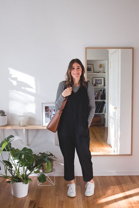 Wearing Lately... 10(!!) Outfits - Seasons + Salt Layered Jumpsuit Outfit Winter, Layering Jumpsuit Outfit, Layered Jumpsuit Outfit, Long Romper Outfit, Cooler Outfits, Casual Jumpsuit Outfit, Jumpsuit Outfit Winter, Jumpsuit Outfit Fall, Women Jumpsuit Outfits