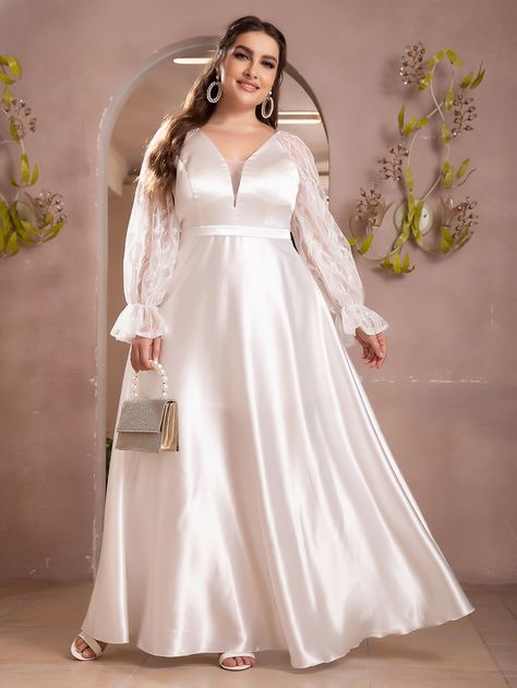 Long Gown For Wedding, Satin Gowns, Nikkah Dress, Plus Size Gowns, Muslim Fashion Dress, Chiffon Fashion, Perfect Prom Dress, Long White Dress, Boutique Dress Designs