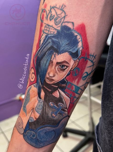 Jinx Tattoo, Arcane Tattoo, Arms Tattoos, Markers Art, Tattoo Color, Jinx League Of Legends, Anime Tattoos, Arte Popular, Marker Art