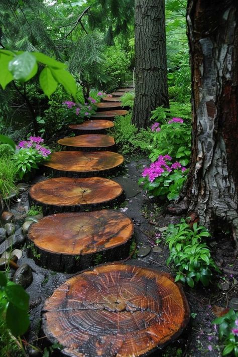 Porch Garden, Garden Pathway, Tree Stump, Garden Paths, Walkway, Garden Beds, Landscape Architecture, Curb Appeal, Tree House