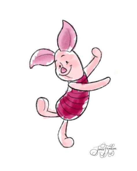 Piglet Tattoo, Piglet Drawing, Winnie The Pooh Tattoos, Piglet Disney, Winnie The Pooh Drawing, Piglet Winnie The Pooh, Winnie The Pooh Cartoon, Cute Designs To Draw, Winnie The Pooh Pictures