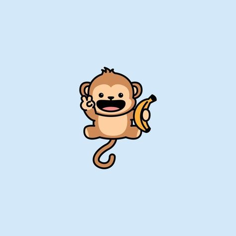 Banana Cartoon, Iphone 11 Colors, Monkey Drawing, Monkey Wallpaper, Cute Monkey, Cartoon Drawings, Art Tutorials, Premium Vector, Art Inspo