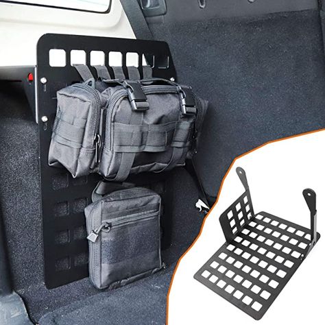 Jeep Wrangler Cargo Storage, Jeep Wrangler Trunk Organization, Four Door Jeep Wrangler, Vanity Van, Metal Trunk, Jeep Doors, Metal Trunks, Van Storage, Jeep Camping