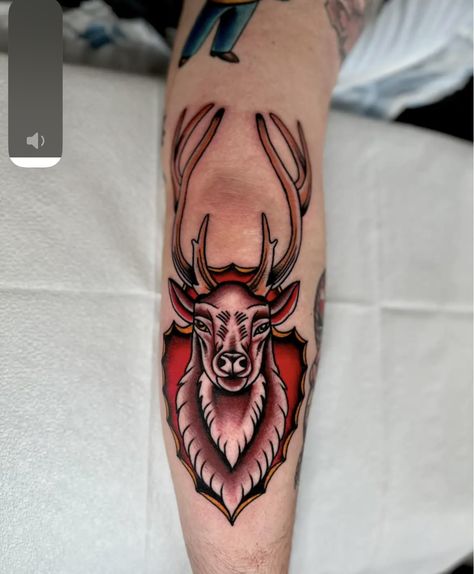 Traditional Antler Tattoo, American Western Tattoo, Traditional Deer Tattoo, Elk Tattoo, Antler Tattoo, Americana Tattoo, Hunting Tattoos, Sea Wolf, Western Tattoos