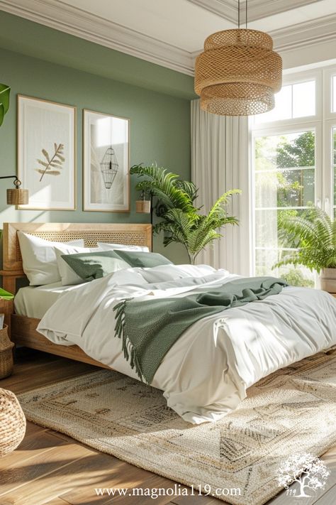 Green Boho Bedroom Ideas, Green Boho Bedroom, White Dorm Room, Aesthetic Bedrooms, Green Bedroom Ideas, Light Green Walls, Sage Green Bedroom, Boho Bedroom Ideas, Bedroom Cozy