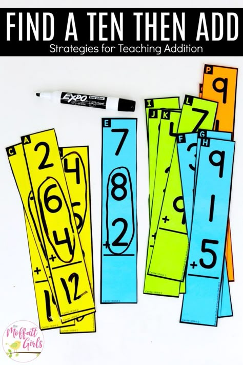 Pairs of 10 and More: This fun 1st Grade Math activity helps students practice addition in a hands-on way! Learn Math, Eureka Math, Math Intervention, Teaching First Grade, Second Grade Math, Ten Frames, Math Addition, Math Methods, Math Workshop