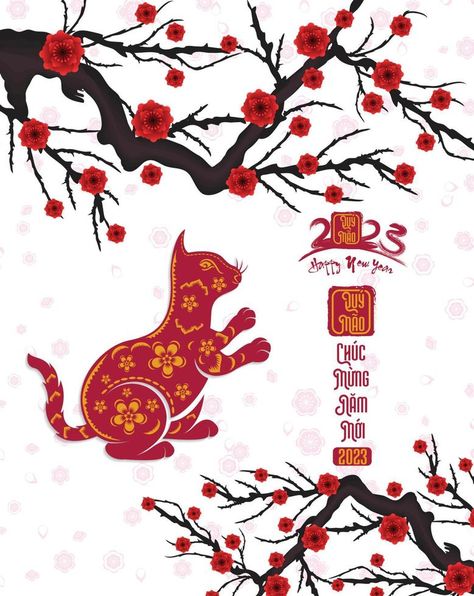 Happy Lunar New Year 2023, Year Of The Cat, Lunar New Year 2023, Vietnamese New Year, Doddle Art, Vietnam Art, Happy Lunar New Year, Cat Stock, Technology Wallpaper