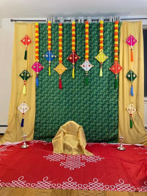 Kite Decoration Ideas At Home, Makar Sankrant Bornhan, Sankranti Decoration Ideas At Home, Bornahan Decoration Ideas At Home, Makar Sankrant Bornhan Decoration, Bhogi Decoration Ideas, Bhogi Pallu Decoration At Home For Kids, Bogi Pallu Decoration At Home, Bhogipallu Decoration At Home