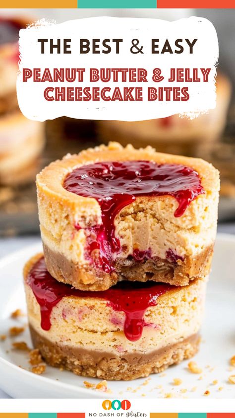 Peanut Butter & Jelly Cheesecake Bites No-bake Peanut Butter Cheesecake Balls Recipe, Peanut Butter And Jelly Poke Cake, Pb And J Cheesecake, Peanut Butter And Jelly Bites, Peanut Butter Jelly Cheesecake, Pbj Cheesecake, Peanut Butter And Jelly Desserts, Peanut Butter Jelly Cake, Peanut Butter And Jelly Cheesecake