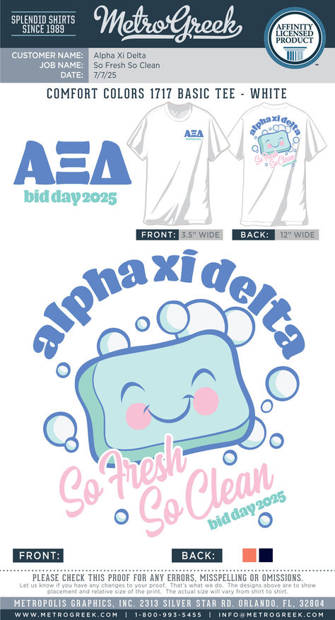 Alpha Xi Delta Shirt | So Fresh So Clean | Sorority Bid Day Shirt | Metro Greek | Custom Greek Tees | Sorority Recruitment and PR Shirts Bid Day Shirts Sorority, So Fresh So Clean, Bid Day Shirts, Sorority Bid Day, Alpha Xi Delta, Alpha Xi, Sorority Recruitment, So Fresh, Bid Day