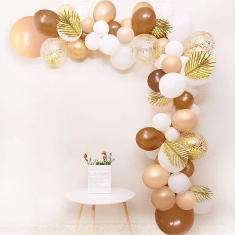 Brown Balloon Garland, Plushies Big, Weighted Stuffed Animals, Blowing Up Balloons, Gold Confetti Balloons, Garland Arch, Baby Co, White Balloons, Arch Kit