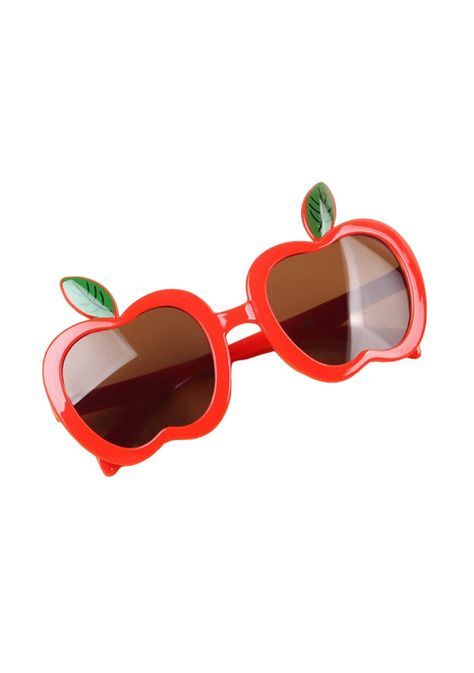 These sporty apple shape kid's sunglasses are the ultimate fashionable accessory and are perfect for any season. Capture those special moments by taking pictures of your little one wearing them. Frame Material: Plastic Lenses Optical Attribute: UV400 Lens Height: 42mm Lenses Material: Plastic Immediate ship! Cool Shaped Glasses, Cute Objects Aesthetic, Apple Clothes, Apple Fashion, Apple Hat, Vintage Linen Dress, Hannah Rose, Apple Shape, Apple Shaped