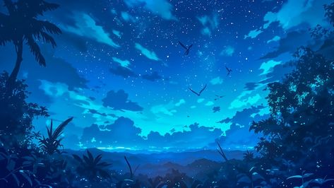 Night Sky Wallpaper Anime, Anime Night Sky, Night Sky Illustration, Destop Wallpaper, Anime Night, Sky Illustration, Hd Wallpapers For Laptop, Sky Anime, Night Sky Wallpaper