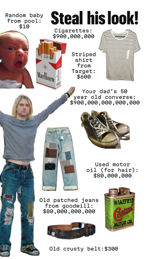 Jk we love you Kurt Nirvana Meme, Kurt Cobain Outfit, Nirvana Funny, Kurt And Courtney, Nirvana Kurt Cobain, Nirvana Kurt, Clean Girl Aesthetic, Band Humor, Dave Grohl