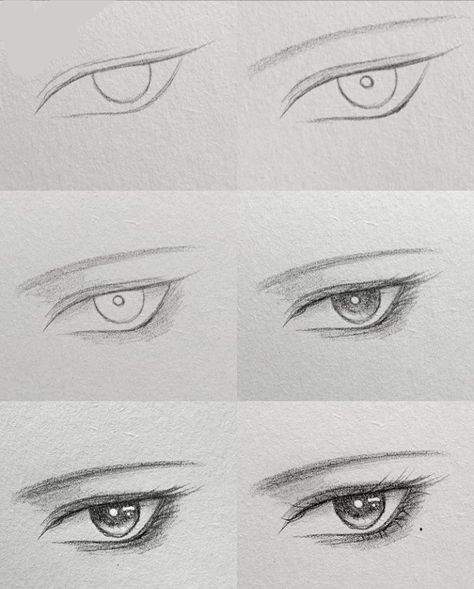 Anime Eyes Looking To The Side, Anime Eyes Drawing Step By Step Easy, Steps To Draw An Eye, Drawing Eyes Step By Step Anime, Eyes Drawing Steps, How Draw Eyes Step By Step, Tutorial Mata Anime, Anime Eyes Drawing Step By Step, Anime Eye Drawing Tutorial Step By Step