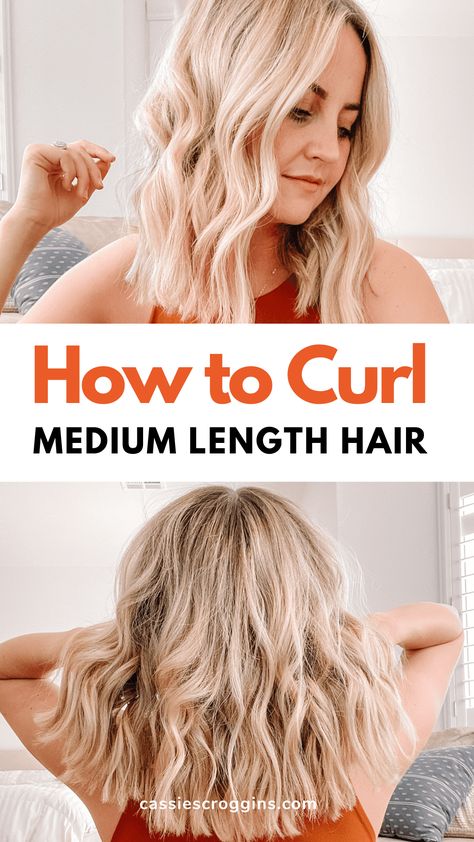 Wavy Hair For Medium Length, How To Style Hair Wavy Loose Curls, Medium Length Loose Waves, Curling Styles For Medium Hair, Medium Length Hair Styles Curling Iron, Bottom Curls Hair Medium, How To Style Shoulder Length Hair Simple, Mid Length Hairstyles Tutorials, Cute Ways To Fix Medium Length Hair