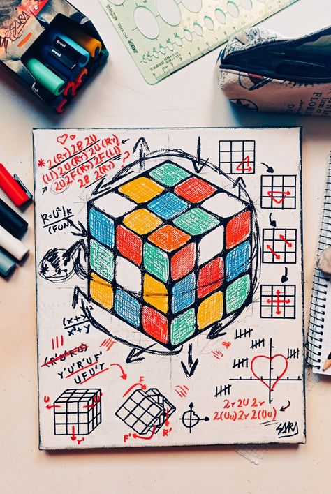 Rubix Cube Sketch, Rubiks Cube Drawing Sketch, How To Draw Rubik Cube, Rubiks Cube Art Drawing, Rubik Cube Drawing, Cool Rubiks Cube, Rubix Cube Drawing, Rubik’s Cube, Rubiks Cube Aesthetic