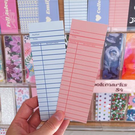 Library Book Card Bookmark - Faire Book Business Card, Pink Bookstore, Bookmark Storage, Ticket Bookmark, Card Bookmark, Bookmark Collection, Book Tok, Dream Library, Merch Design