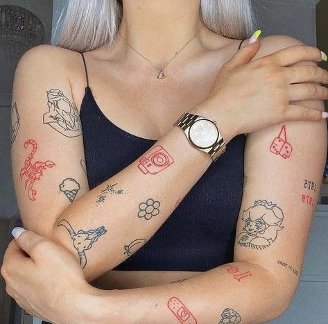 Red Tattoo Patchwork, Red And Black Tattoo Patchwork, Red Ink Patchwork Tattoo, Black And Red Patchwork Tattoo Sleeve, Patchwork Women Tattoo, Random Patchwork Tattoo, Black And Red Ink Tattoo, Red Aesthetic Tattoo, Red Fineline Tattoo