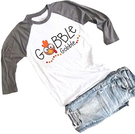 KIDDAD Gobble Gobble Baseball T-Shirt Women Thanksgiving Outfit Turkey #fashion #style #thanksgiving #outfits #thanksgivingoutfit Casual Thanksgiving T-shirt With Letter Print, Thanksgiving Shirts For Women, Womens Thanlsgiving Shirt, Burgandy Thanksgiving Shirts, Casual Thanksgiving T-shirt With Graphic Print, Thanksgiving Cotton Graphic Print T-shirt, Turkey Shirts, Teaching Shirts, Family Tees