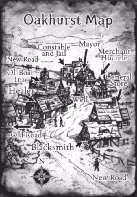 Oakhurst Village map road farmland blacksmith Inn Store Jail Healer The Sunless Citadel | Roll20 Sunless Citadel, Village Map, Virtual Tabletop, Pathfinder Rpg, Forgotten Realms, Location Inspiration, Dungeon Maps, D D Maps, Call Of Cthulhu