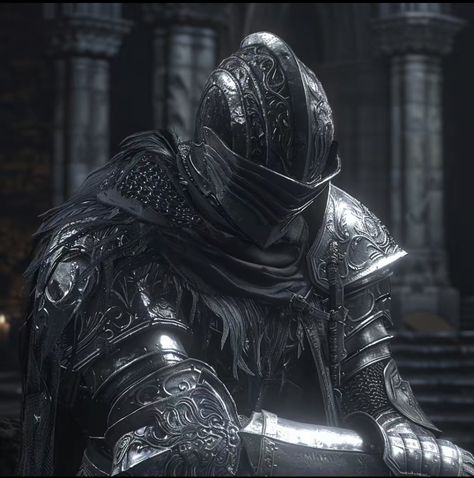 Chrome Core Aesthetic, Knight Dark Aesthetic, Knight Armor Aesthetic, Fantasy Icons Aesthetic, Dark Souls Pfp Icon, Black Knight Aesthetic, Dark Fantasy Icon, Dark Souls 3 Pfp, Dark Fantasy Pfp