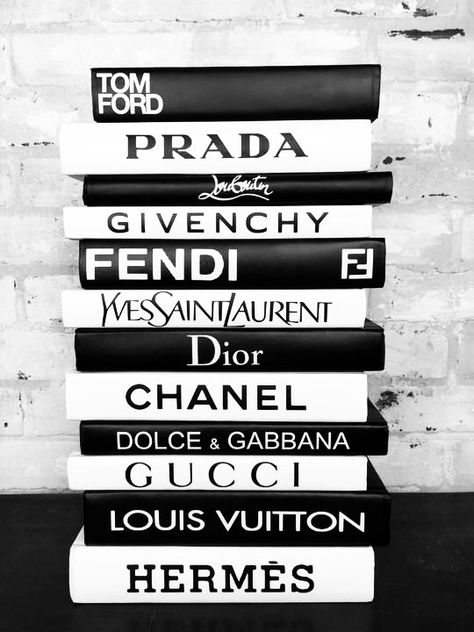 Chanel Book Decor, Chanel Book, Designer Books, Make Your Own Coffee, Chanel Decor, White Books, Book Labels, Shoe Boxes, Fireplace Makeover