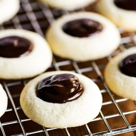 Chocolate Thumbprint Cookies, Chocolate Ganache Tart, Dark Chocolate Recipes, The View From Great Island, Thumbprint Cookies Recipe, Buttery Shortbread Cookies, Thumbprint Cookies, Shortbread Cookies, Cookies Ingredients