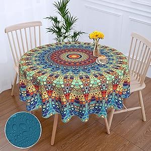 Outdoor Patio Party, Dining Table Buffet, Cloth Table Covers, Table Buffet, Circle Table, Mandala Boho, Patio Party, Clear Images, Kitchen Dining Table