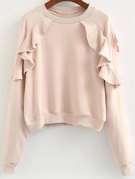 Loose Flounce Ruffles Sweatshirt Winter Blouses, Sweatshirts For Women, Women's Hoodies, Trendy Fashion Tops, Sweatshirts And Hoodies, Cute Sweatshirts, Toddler Girl Dresses, Hoodies For Sale, White Fashion