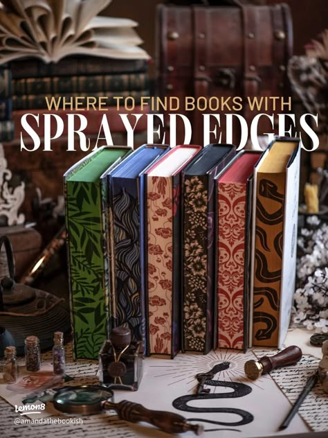 Where to Find Sprayed Edge Books | Gallery posted by Amanda 🍷🐾📚 | Lemon8 Stenciled Edges Books, How To Spray Book Edges, Books With Sprayed Edges, Diy Book Edges, Diy Sprayed Book Edges, How To Paint Book Edges, Fore Edge Painting Books, Sprayed Book Edges, Book Sprayed Edges