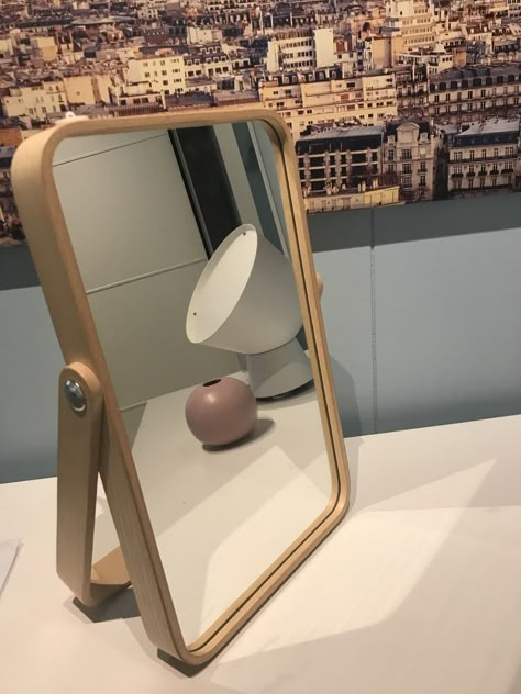 Must Have Apartment Items, Aesthetic Belongings, Makeup Mirror Bathroom, Vintage Wood Table, Barang Aesthetic, Wall Mirror Decor, Room Wishlist, Mirror Rectangle, Vanity Makeup Mirror