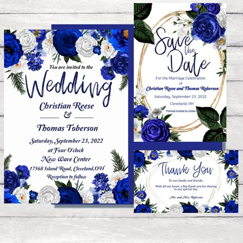 Wedding Bundle Floral Royal Blue and Gold Royal Blue Wedding Invitations Templates, Royal Blue Ivory And Gold Wedding, Champagne And Royal Blue Wedding, A Blue Wedding, Royal Blue Gold And White Wedding Invitations, Royal Blue Gold And White Wedding Decor, White Gold Blue Wedding, Wedding Invitations Royal Blue, Royal Blue And Gold Wedding Invitations