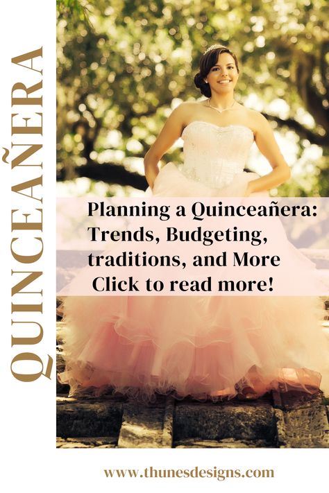 A Quinceañera is one of the most important milestones in a young girl’s life, symbolizing her transition from childhood to womanhood. Planning this grand celebration can feel overwhelming, but with careful preparation, it can be an unforgettable event. Here's a guide to help you organize a Quinceañera, covering everything from the latest trends to traditional customs, budgeting, and timelines.

Click to read more! Quinceanera On A Budget, Quinceanera Venue, Quinceanera Traditions, Quinceanera Court, Event Checklist, Quinceanera Planning, Quinceanera Decorations, Quinceanera Themes, 40th Birthday Invitations