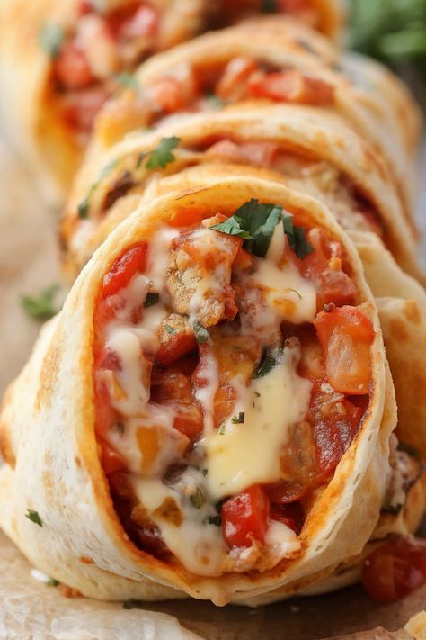 Tortilla Pizza Rolls Tortilla Pizza Rolls, Gourmet Food Plating, Crescent Recipes, Tortilla Pizza, Shredded Cheddar Cheese, Burritos Recipe, Dinner Side Dishes, Healthy Food Dishes, Pizza Rolls