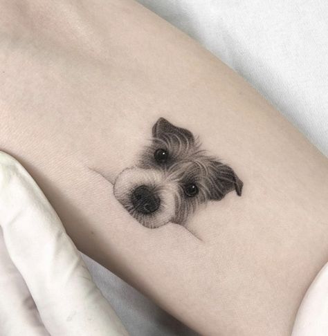 Creative Dog Tattoo Ideas, Pet Tattoos Dog Memorial, Jack Russell Tattoo, Dog Nose Tattoo, Annie Tattoo, Jax Tattoo, Pet Portrait Tattoos, Nose Tattoo, Pet Tattoo Ideas